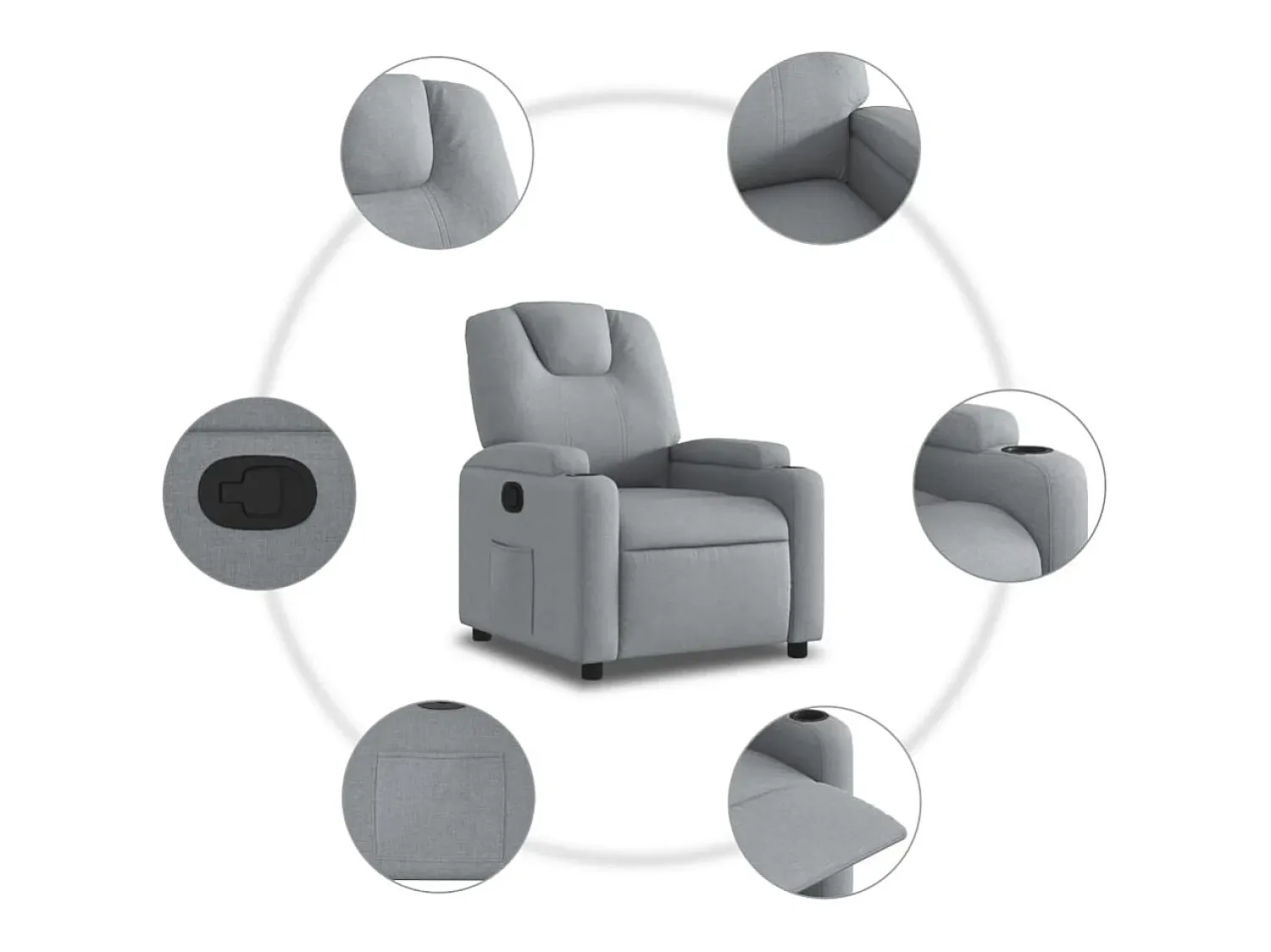 Poltrona| Poltrona Reclinável | Poltrona Confortável Relax tecido -claro SHL962680 Cinzento