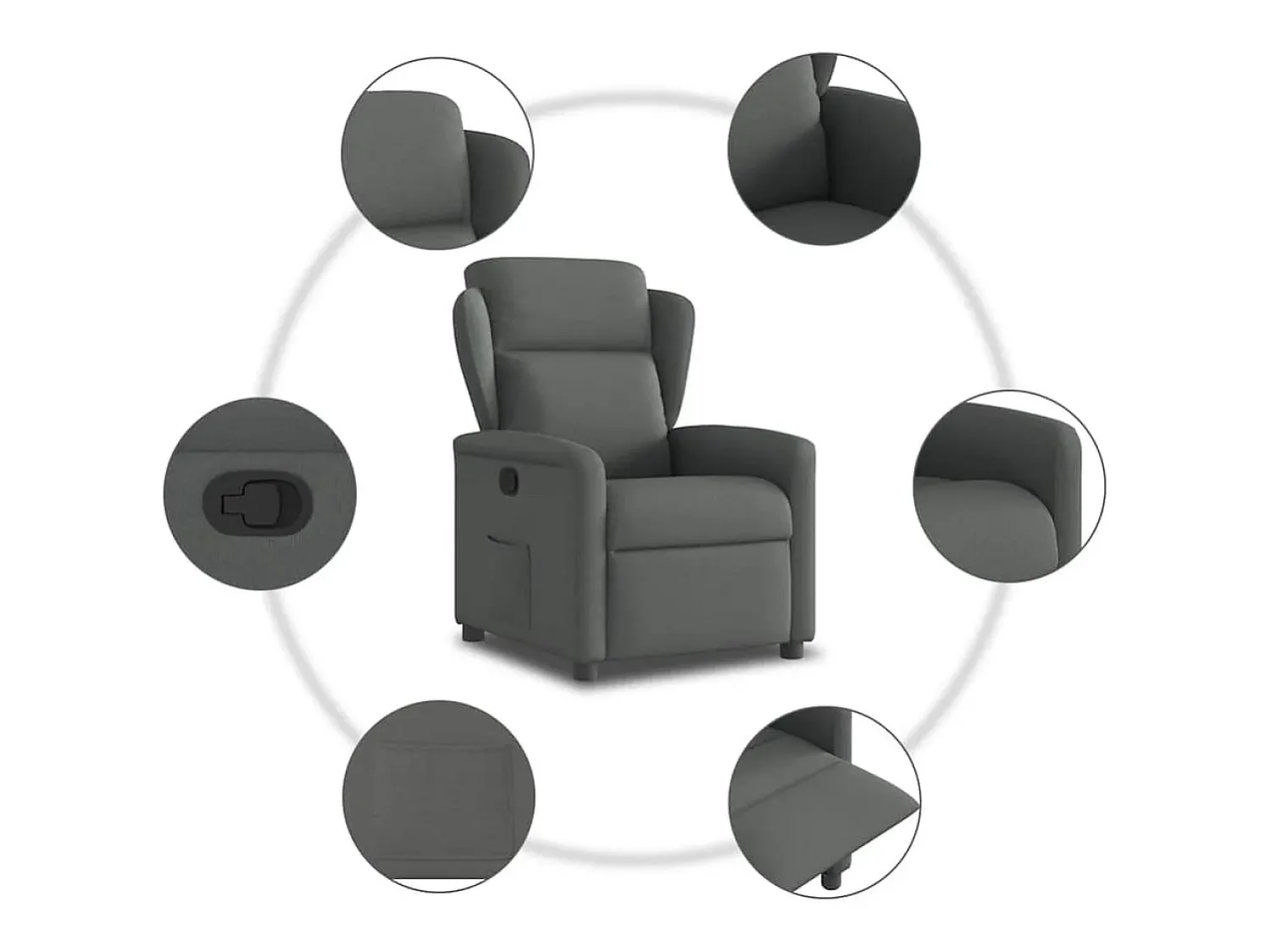 Online Poltrona Reclinável | Poltrona Confortável Relax tecido cinzento-escuro SHL807640 Cinza antracite