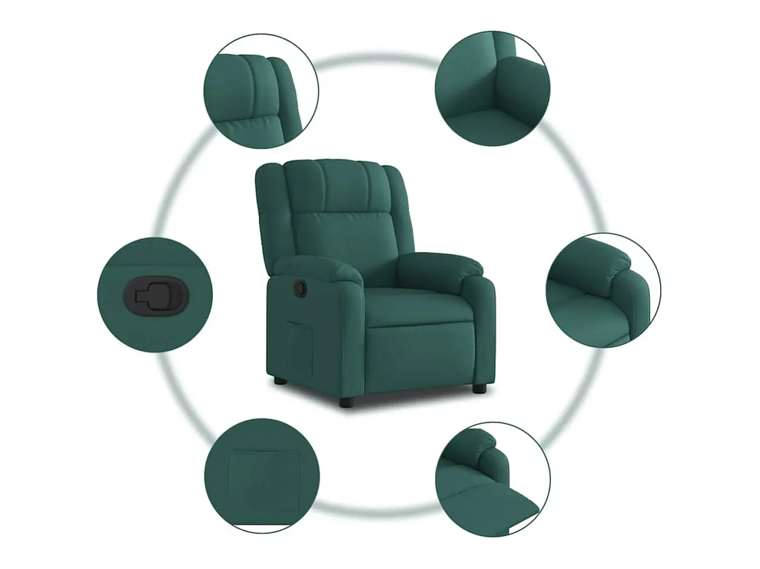 Online Poltrona Reclinável | Poltrona Confortável Relax tecido verde-escuro SHL921694 Verde pinho
