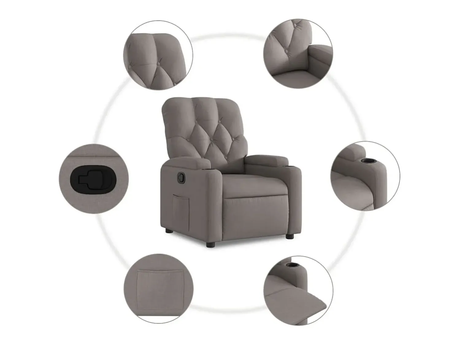 Poltrona| Poltrona Reclinável | Poltrona Confortável Relax tecido cinzento-acastanhado SHL290274 Taupe