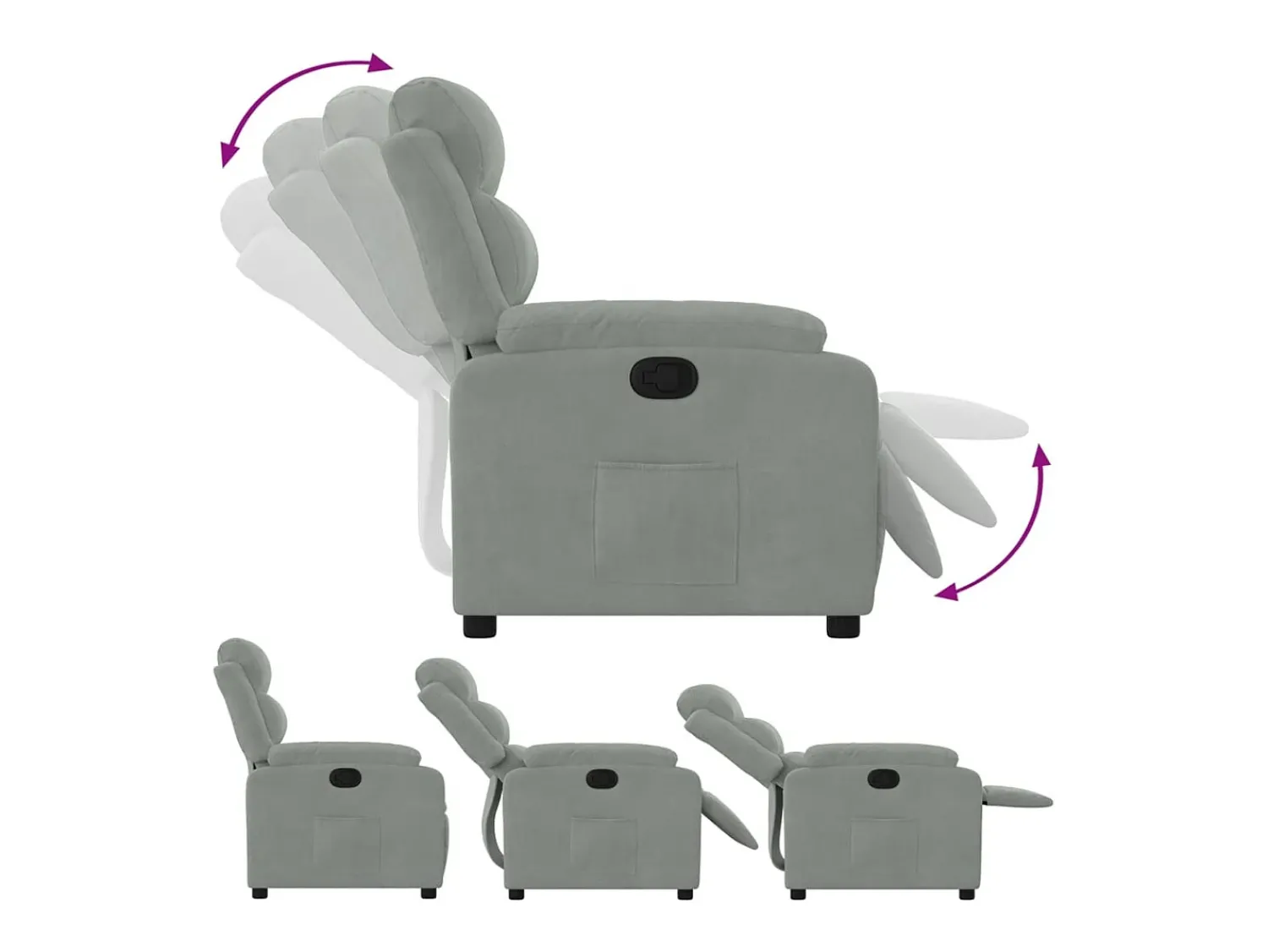 Poltrona Reclinável | Poltrona Confortável Relax veludo -claro SHL136229^ Poltrona