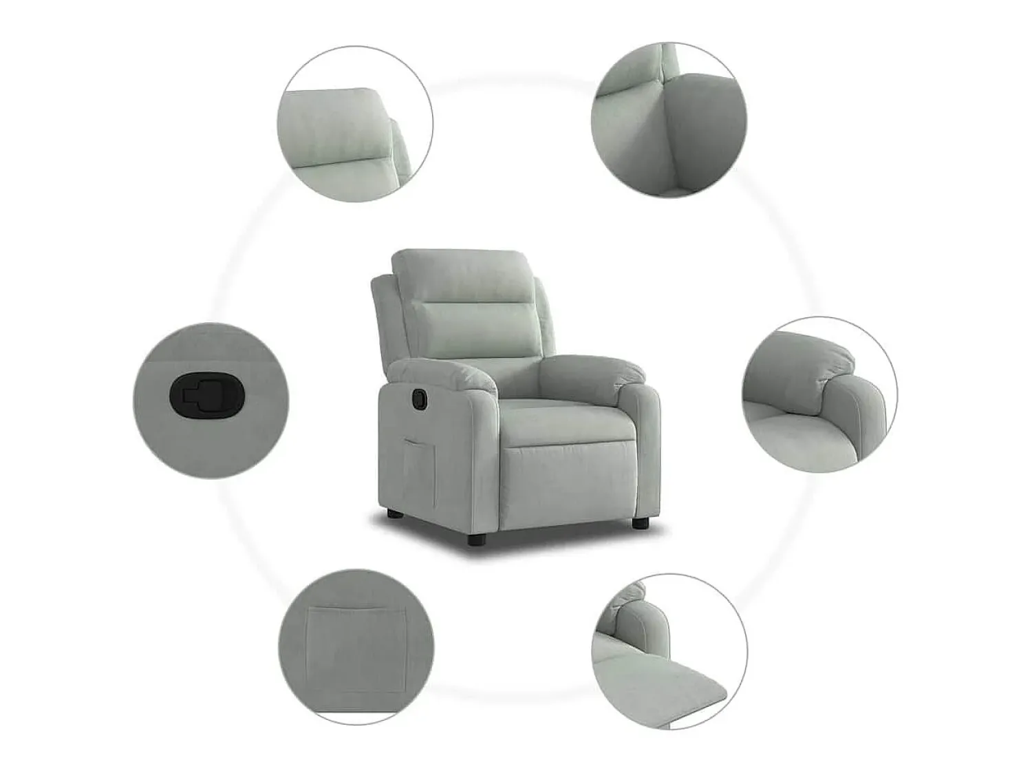 Poltrona Reclinável | Poltrona Confortável Relax veludo -claro SHL136229^ Poltrona