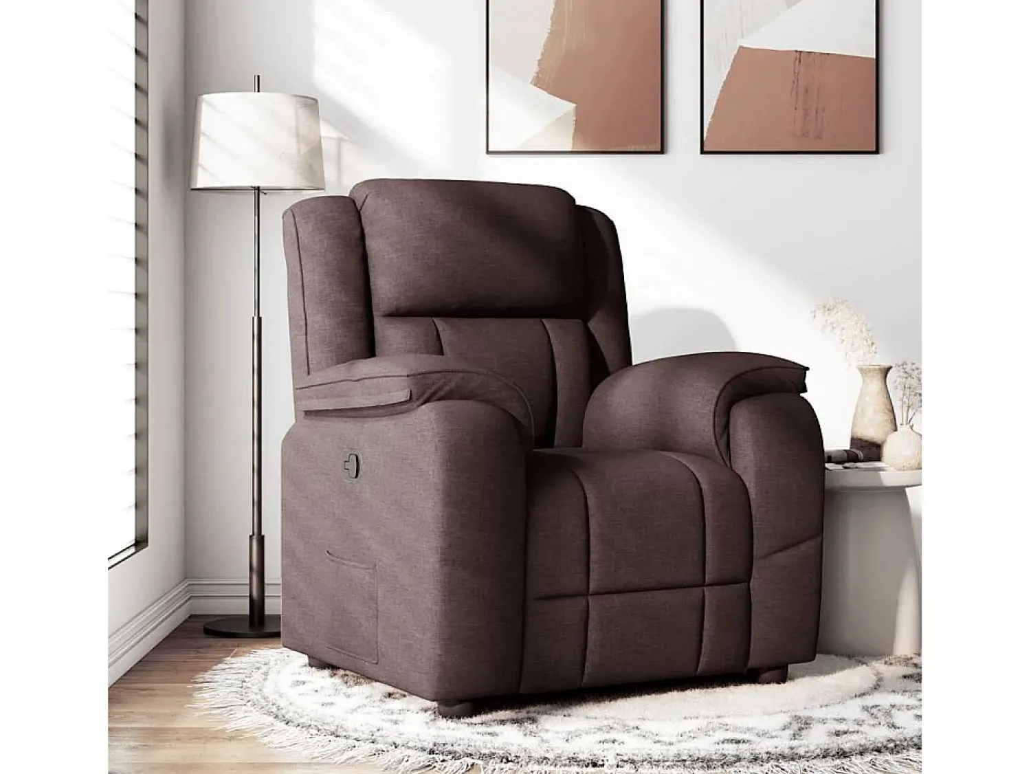 Best Poltrona Reclinável | Poltrona Confortável Relax tecido -escuro SHL407665 Castanho