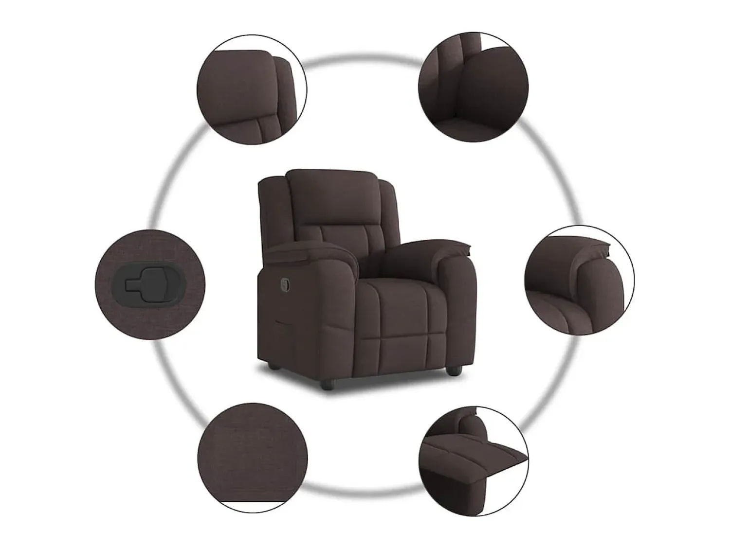 Best Poltrona Reclinável | Poltrona Confortável Relax tecido -escuro SHL407665 Castanho