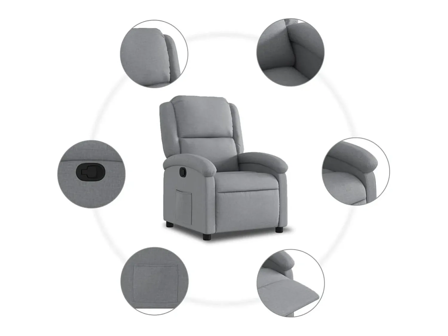 Poltrona Reclinável | Poltrona Confortável Relax tecido -claro SHL385912^ Poltrona