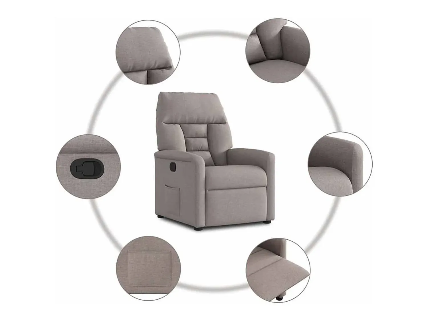 Poltrona Reclinável | Poltrona Confortável Relax tecido cinzento-acastanhado SHL360541^ Poltrona