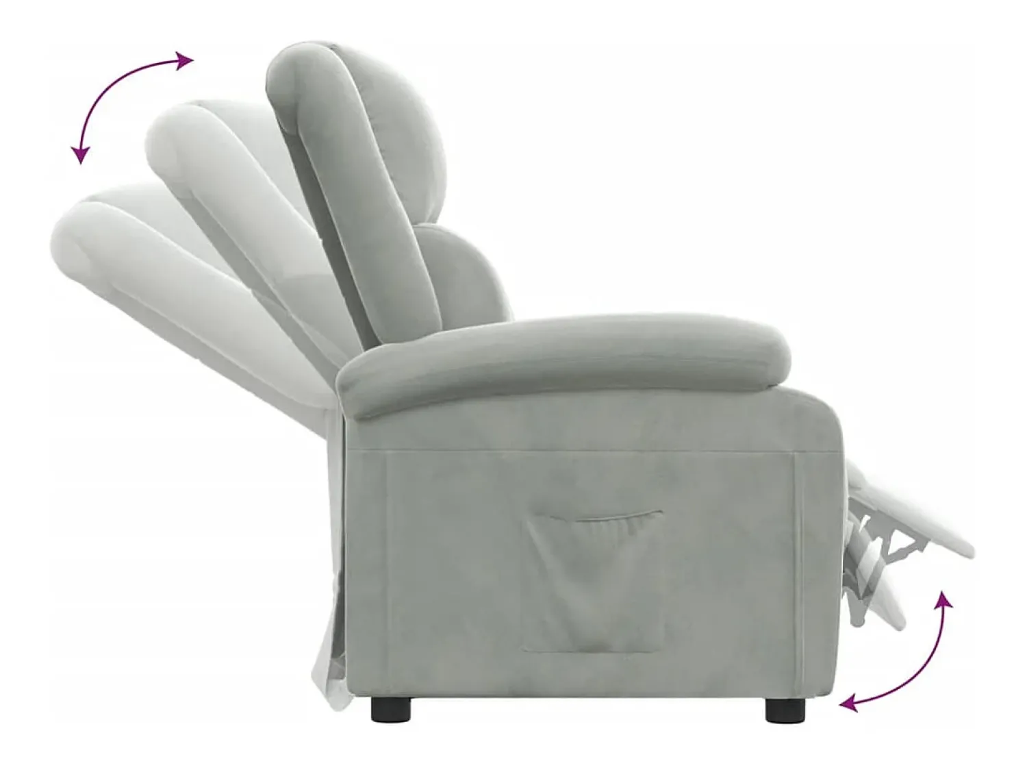 Poltrona Reclinável | Poltrona Confortável Relax veludo -claro SHL274489 Cinzento