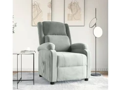 Poltrona Reclinável | Poltrona Confortável Relax veludo -claro SHL274489 Cinzento