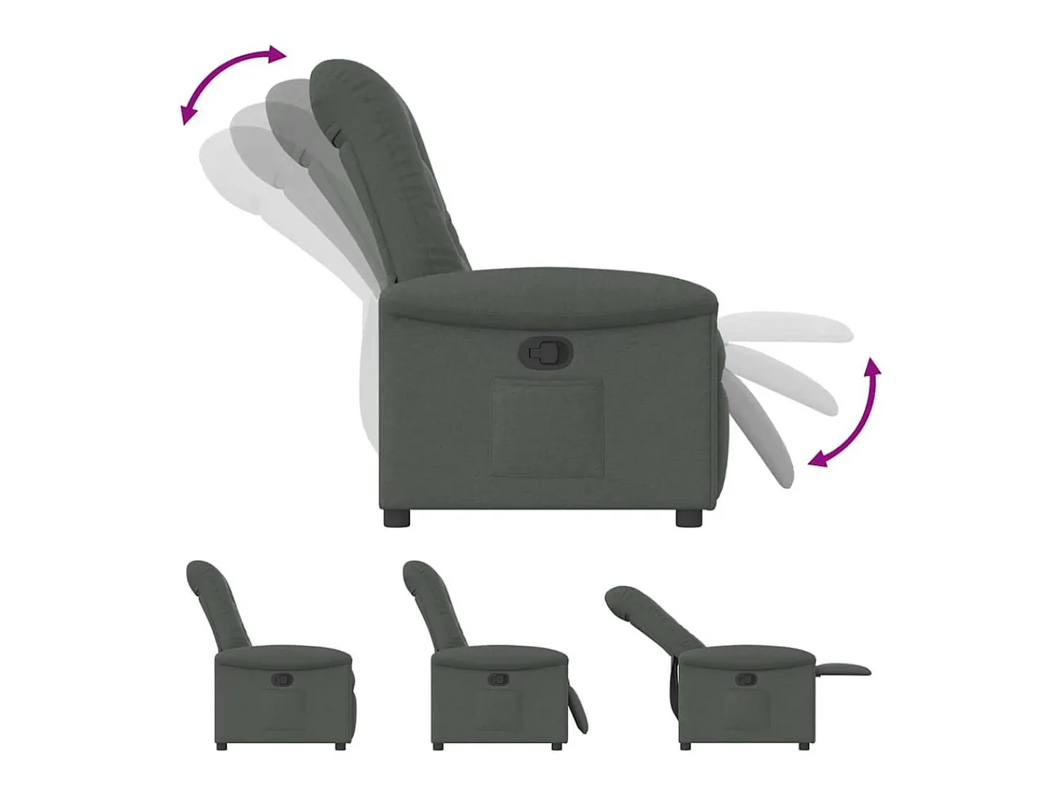 Discount Poltrona Reclinável | Poltrona Confortável Relax tecido cinzento-escuro SHL249459 Cinza antracite