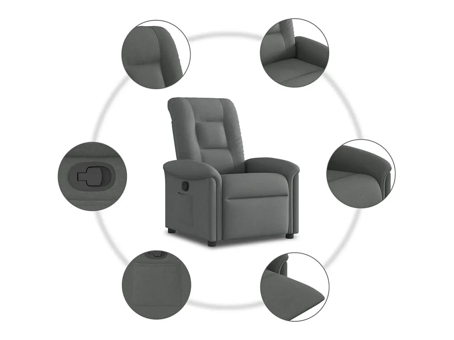 Discount Poltrona Reclinável | Poltrona Confortável Relax tecido cinzento-escuro SHL249459 Cinza antracite
