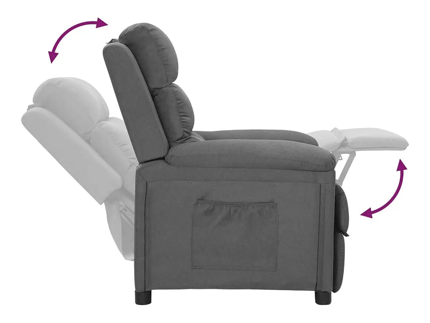 Outlet Poltrona Reclinável | Poltrona Confortável Relax tecido -claro SHL241802 Cinzento