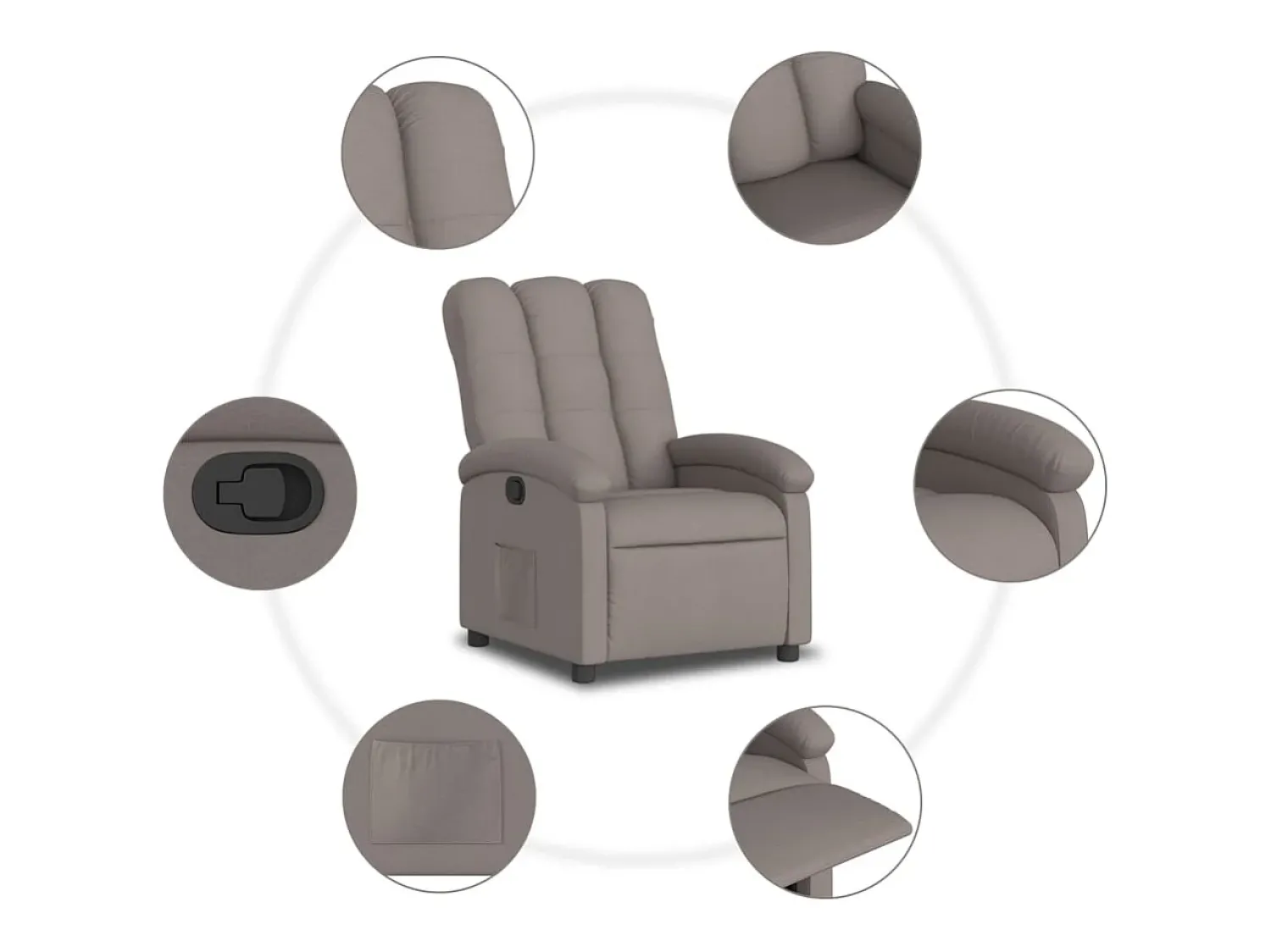 Poltrona Reclinável | Poltrona Confortável Relax tecido cinzento-acastanhado SHL521596^ Poltrona