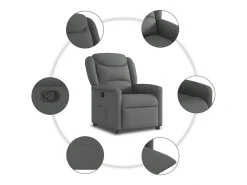 Poltrona Reclinável | Poltrona Confortável Relax tecido cinzento-escuro SHL27671^ Poltrona