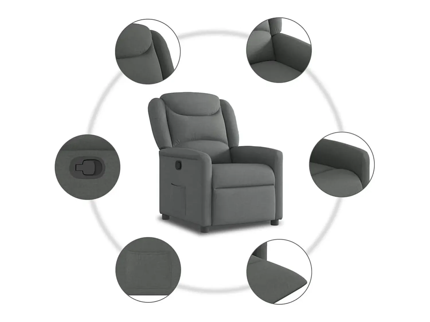 Poltrona Reclinável | Poltrona Confortável Relax tecido cinzento-escuro SHL27671^ Poltrona