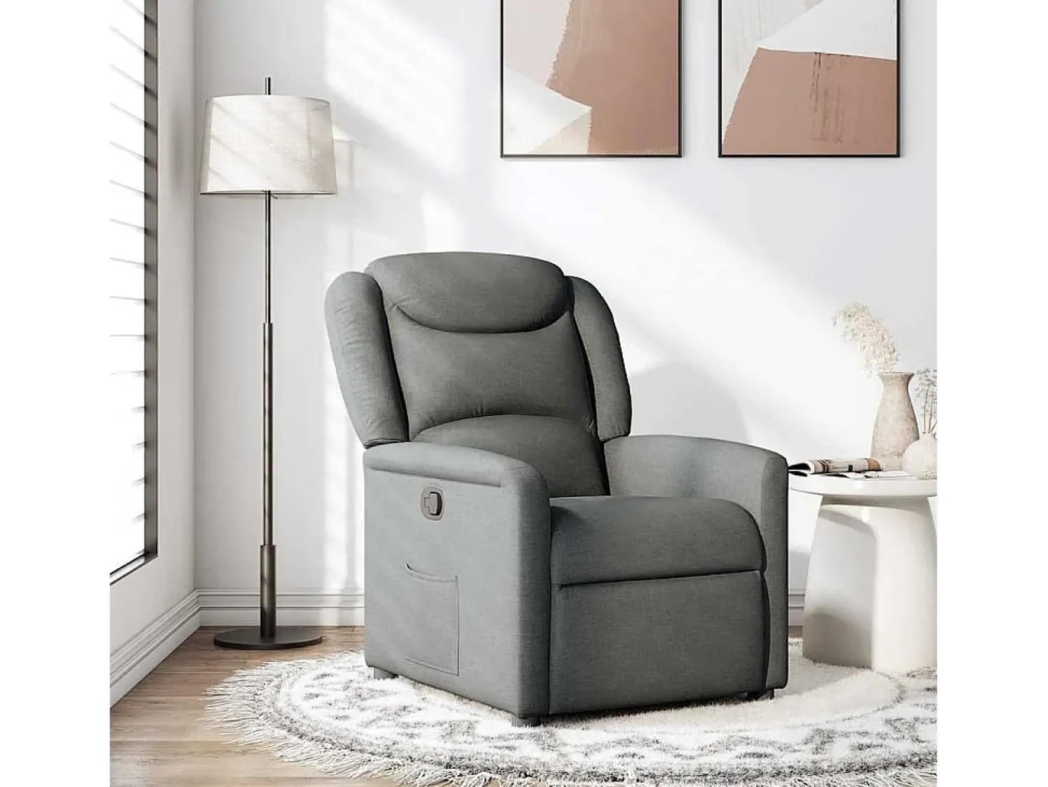 Poltrona Reclinável | Poltrona Confortável Relax tecido cinzento-escuro SHL27671^ Poltrona