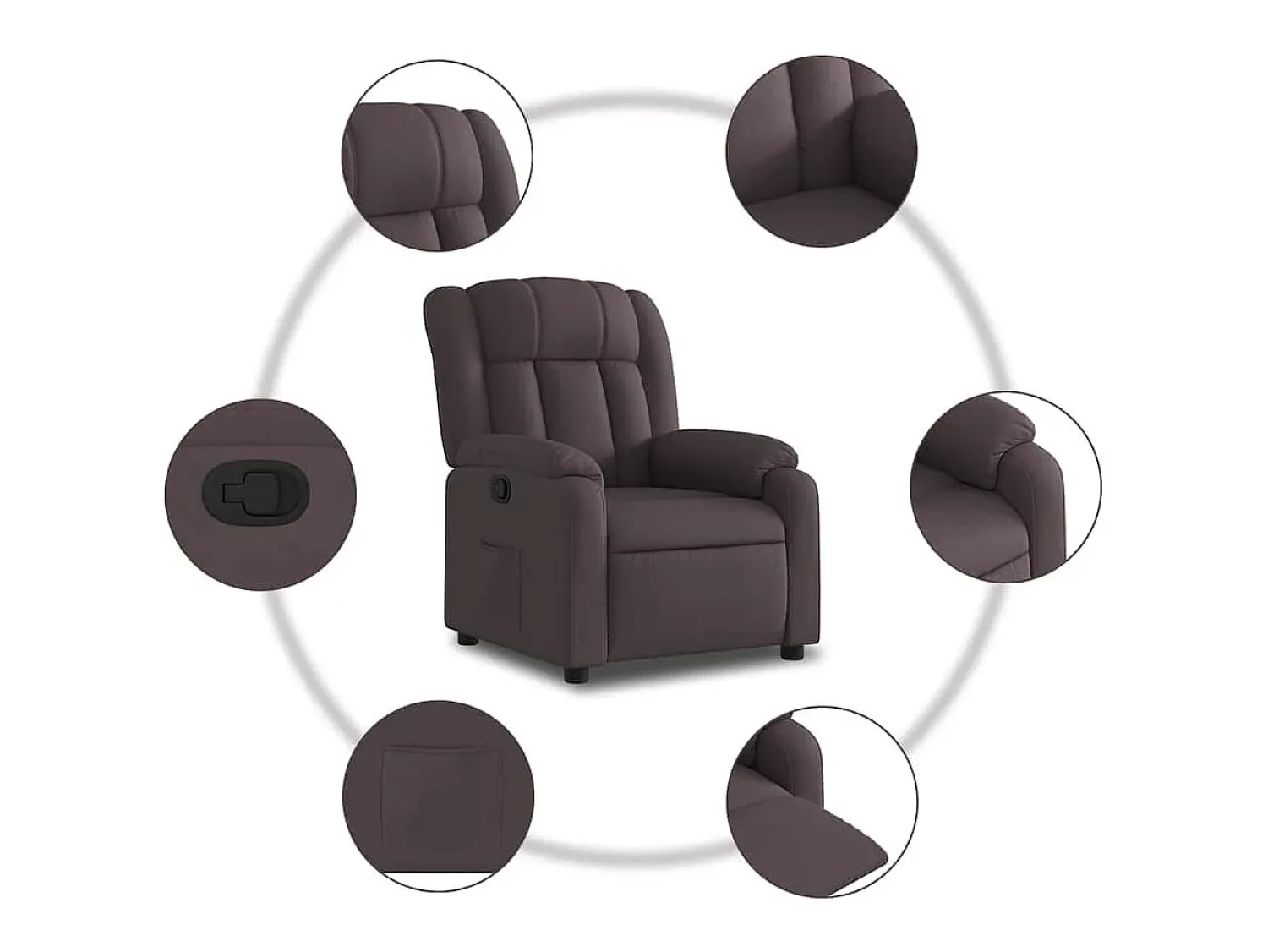 Poltrona| Poltrona Reclinável | Poltrona Confortável Relax tecido -escuro SHL882526 Castanho