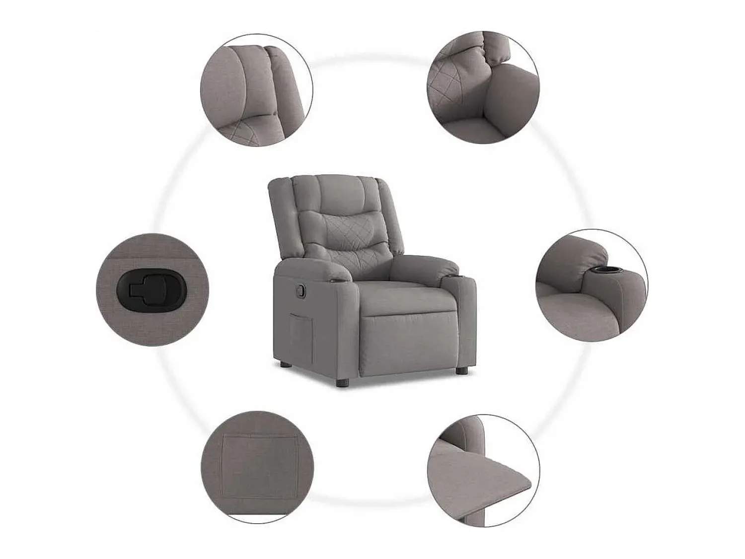 Poltrona* Poltrona Reclinável | Poltrona Confortável Relax tecido cinzento-acastanhado SHL746858 Taupe