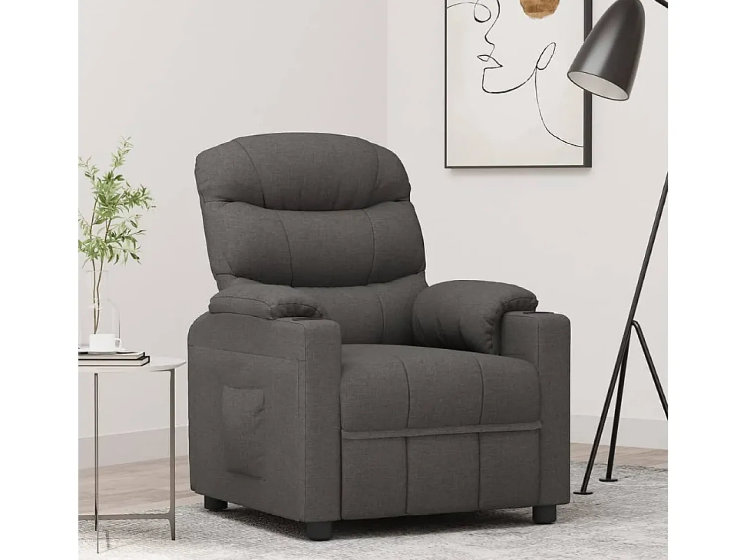 Poltrona Reclinável | Poltrona Confortável Relax tecido cinzento-escuro SHL668553^ Poltrona