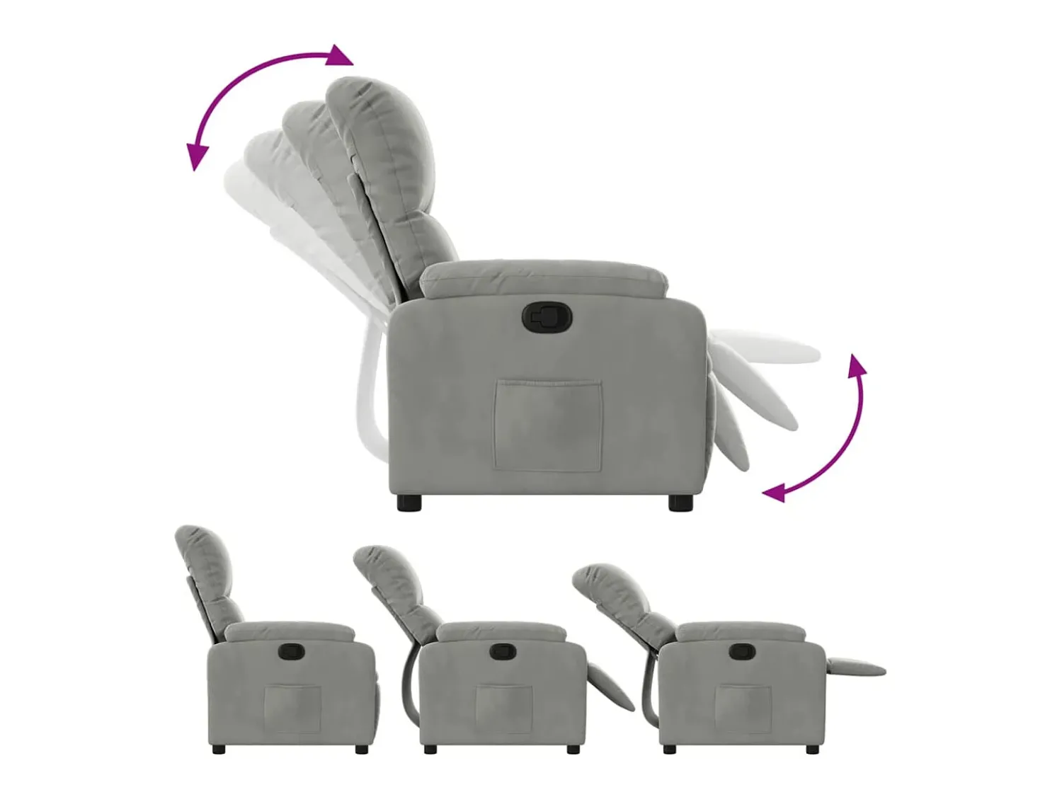 Poltrona| Poltrona Reclinável | Poltrona Confortável Relax tecido de microfibra cinza-claro SHL92132 Cinzento