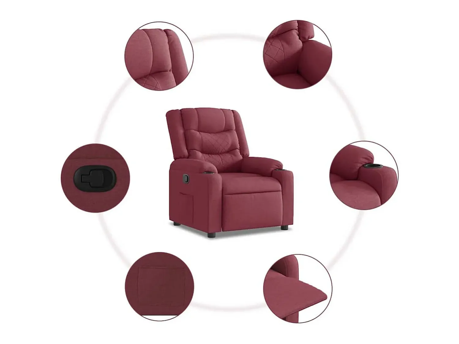 Poltrona* Poltrona Reclinável | Poltrona Confortável Relax tecido tinto SHL192896 Vermelho