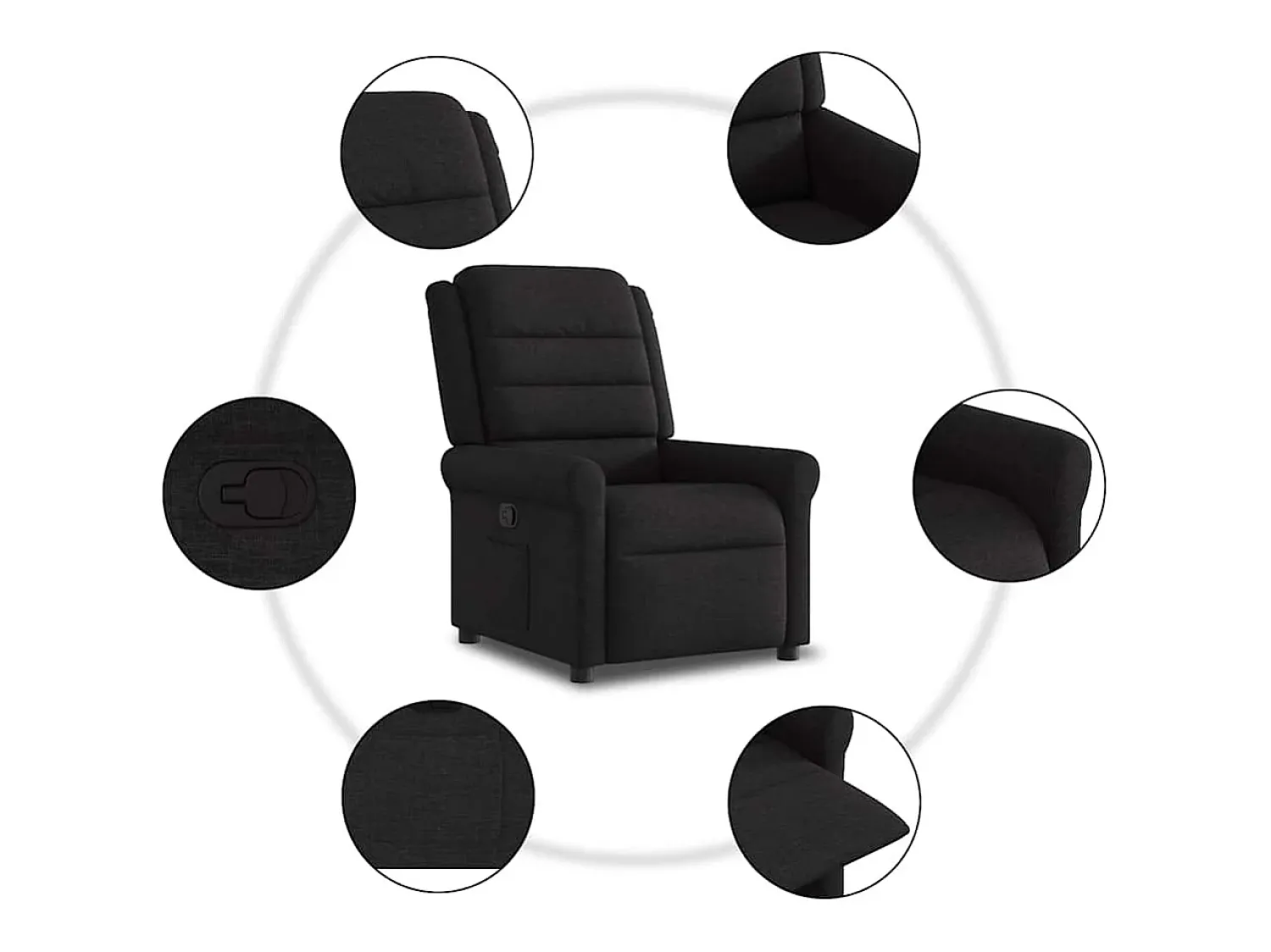 Hot Poltrona Reclinável | Poltrona Confortável Relax tecido SHL403007 Preto