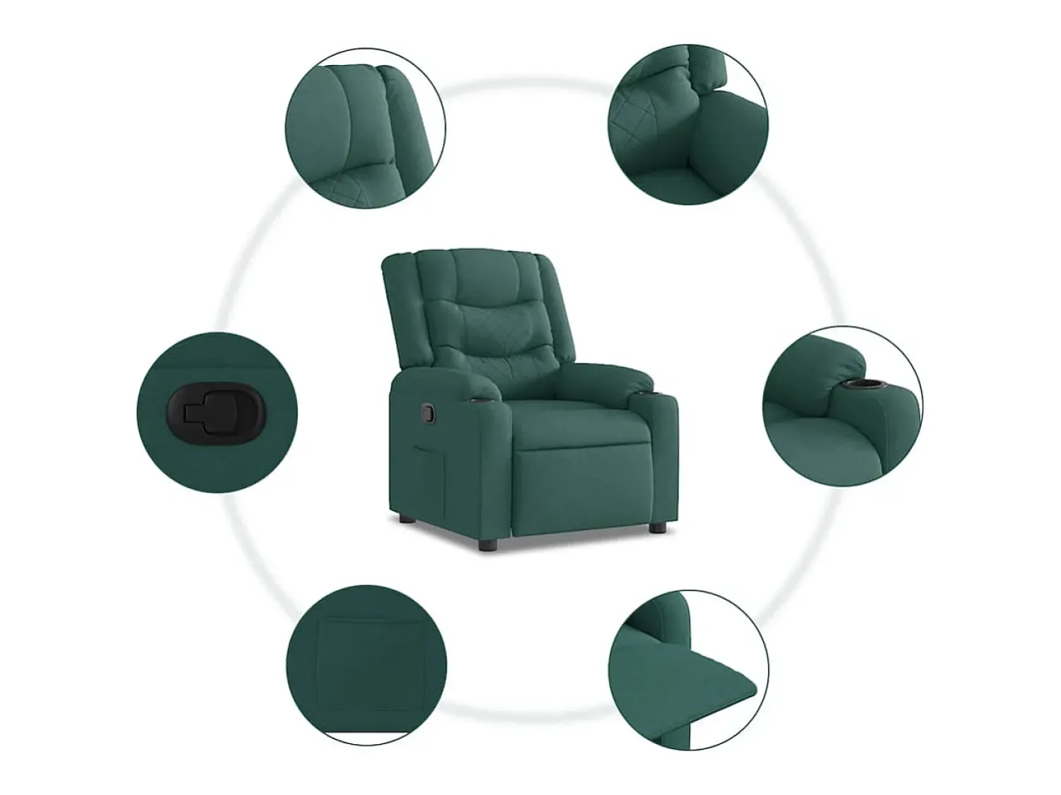 Poltrona| Poltrona Reclinável | Poltrona Confortável Relax tecido verde-escuro SHL927029 Verde pinho
