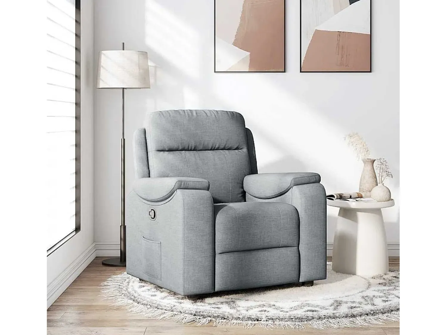 Poltrona| Poltrona Reclinável | Poltrona Confortável Relax tecido -claro SHL344618 Cinzento