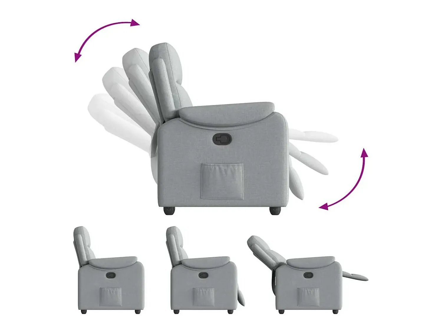 Poltrona| Poltrona Reclinável | Poltrona Confortável Relax tecido -claro SHL344618 Cinzento