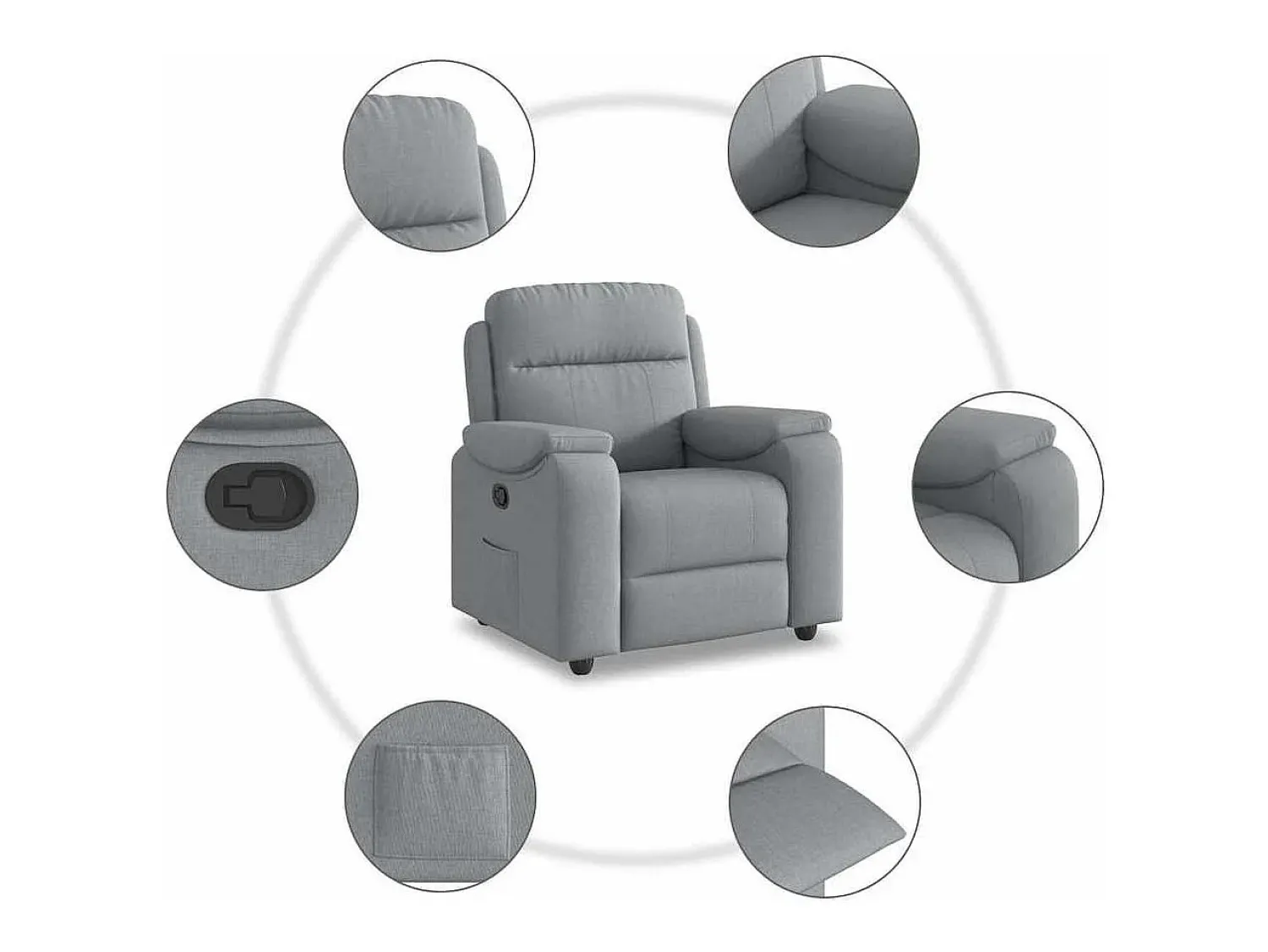 Poltrona| Poltrona Reclinável | Poltrona Confortável Relax tecido -claro SHL344618 Cinzento