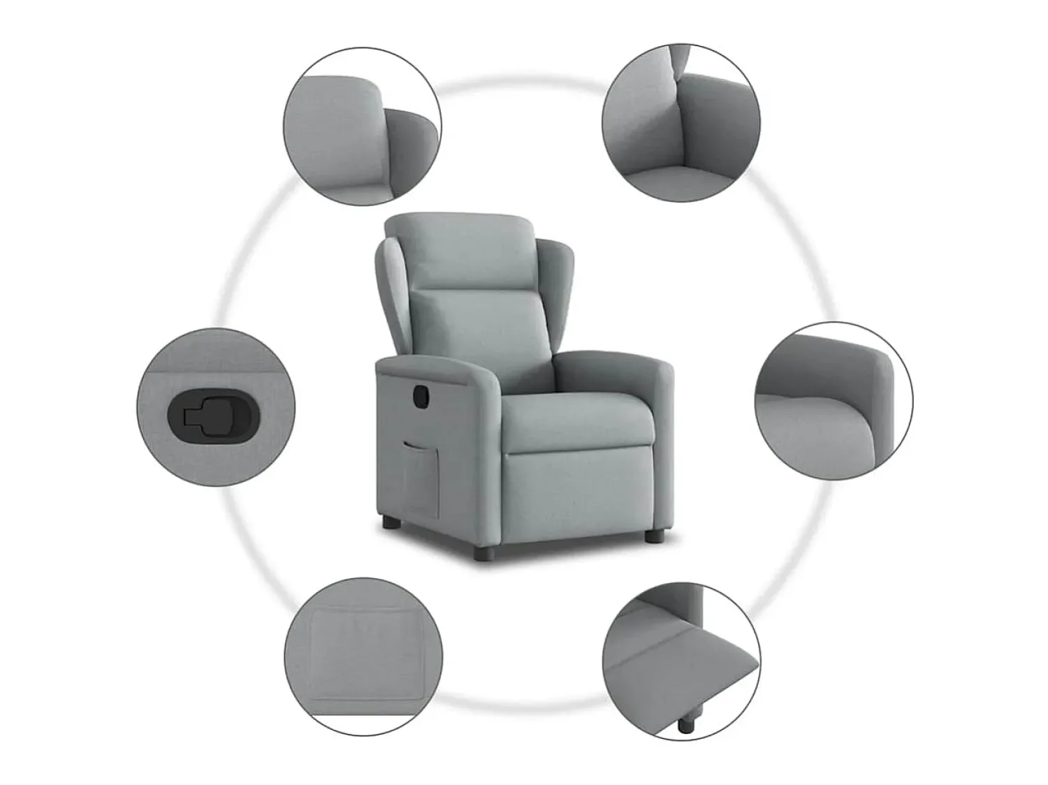 Poltrona* Poltrona Reclinável | Poltrona Confortável Relax tecido -claro SHL550805 Cinzento
