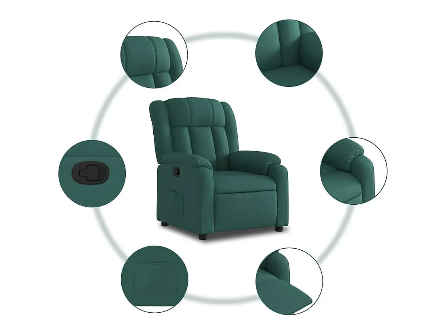 Poltrona Reclinável | Poltrona Confortável Relax tecido verde-escuro SHL179233^ Poltrona