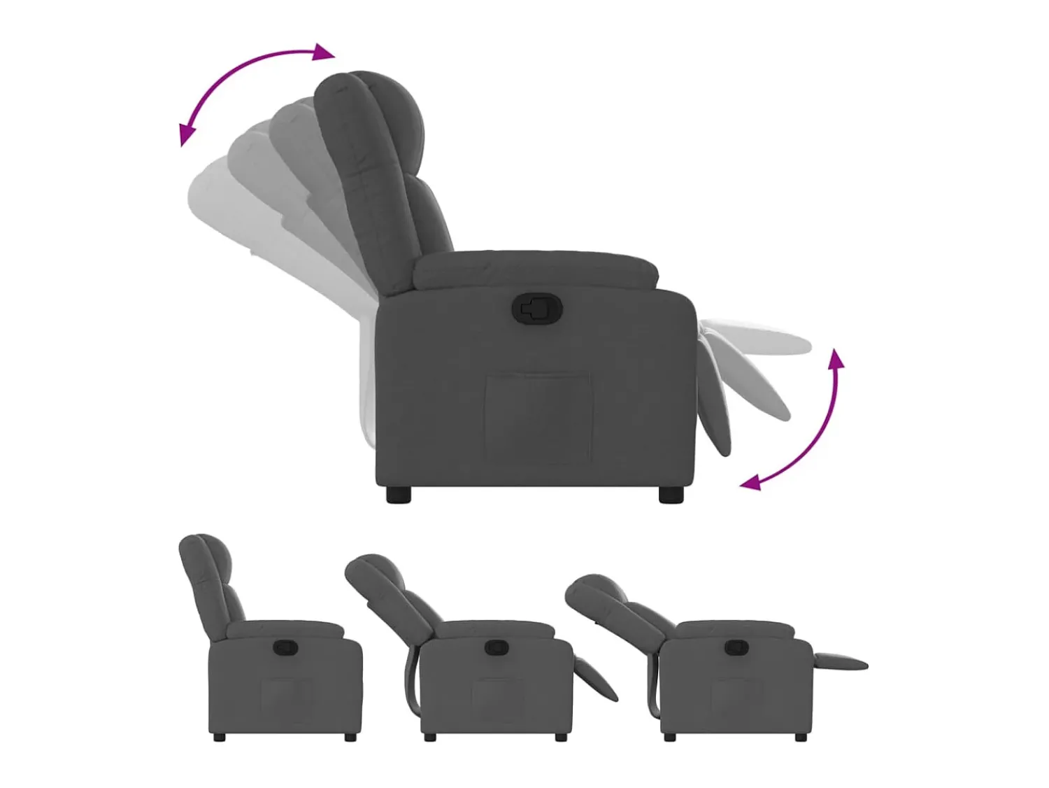 Best Poltrona Reclinável | Poltrona Confortável Relax tecido cinzento-escuro SHL170843 Cinza antracite