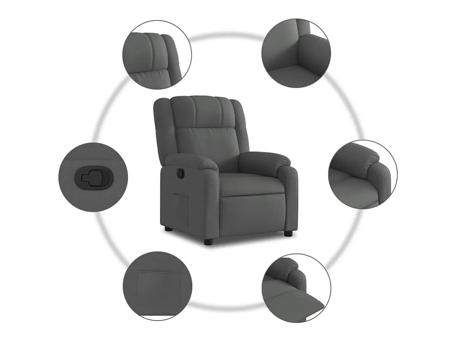 Best Poltrona Reclinável | Poltrona Confortável Relax tecido cinzento-escuro SHL170843 Cinza antracite