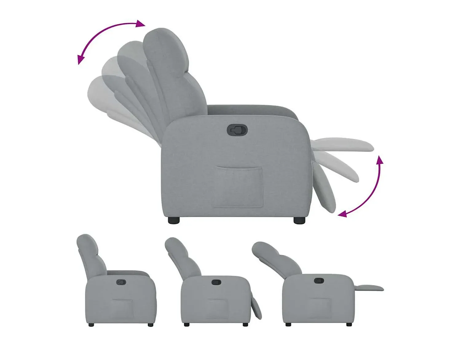Poltrona| Poltrona Reclinável | Poltrona Confortável Relax tecido -claro SHL740362 Cinzento