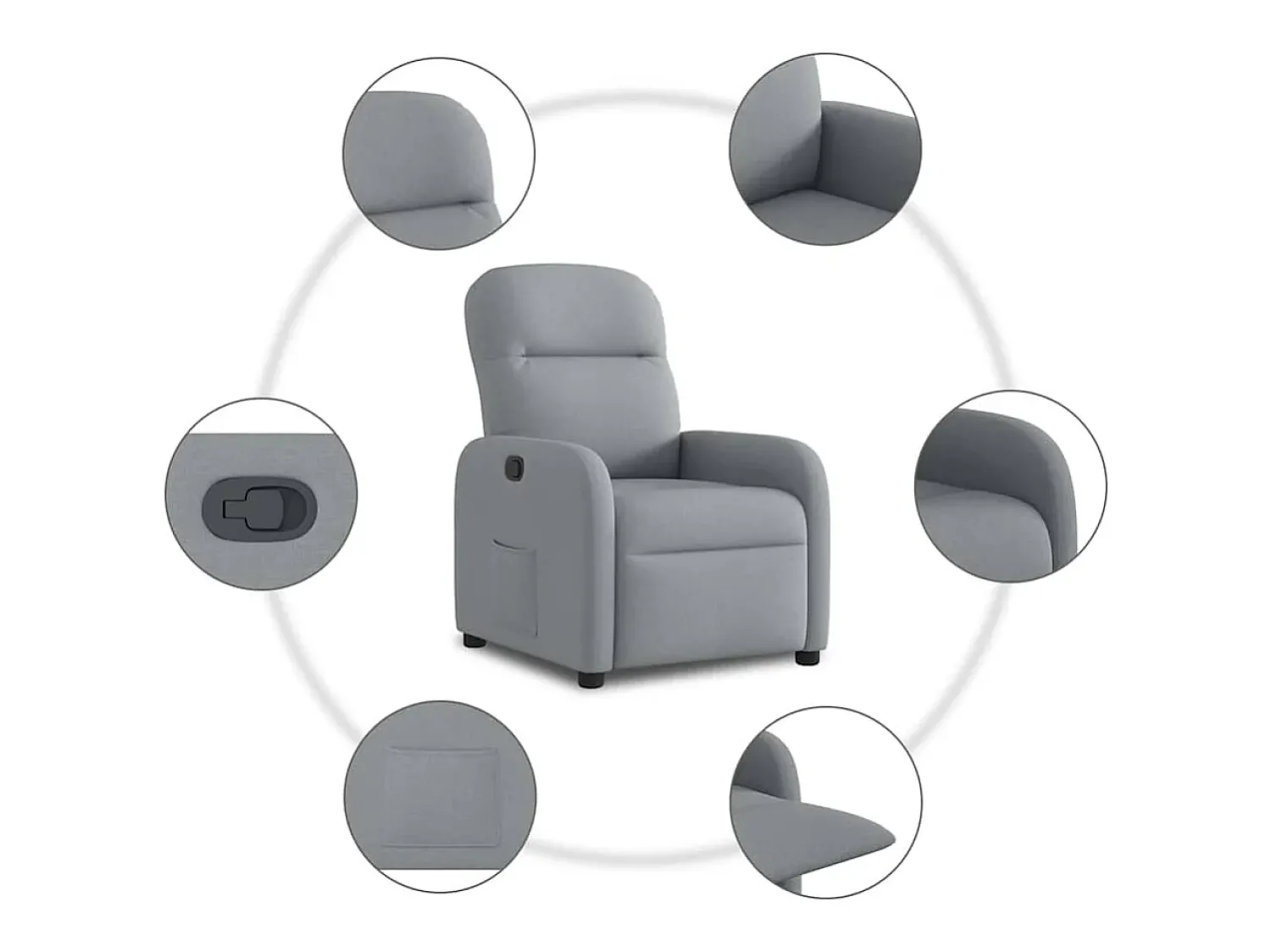Poltrona| Poltrona Reclinável | Poltrona Confortável Relax tecido -claro SHL740362 Cinzento