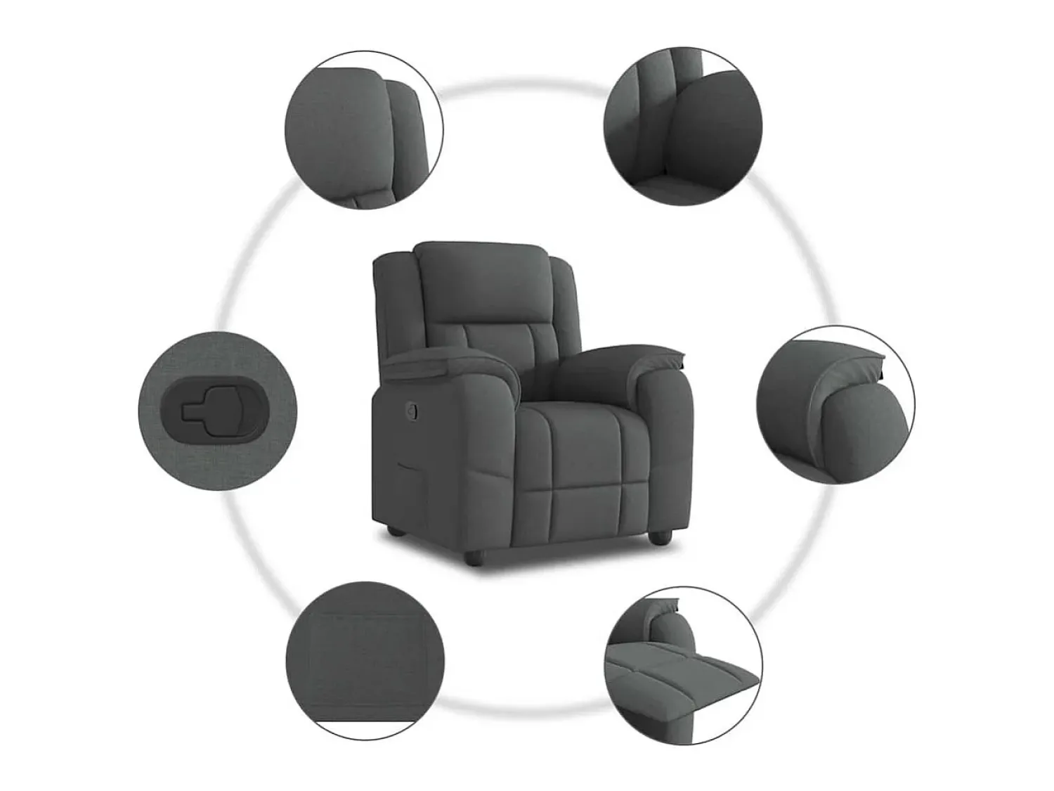 Poltrona| Poltrona Reclinável | Poltrona Confortável Relax tecido cinzento-escuro SHL95618 Cinza antracite