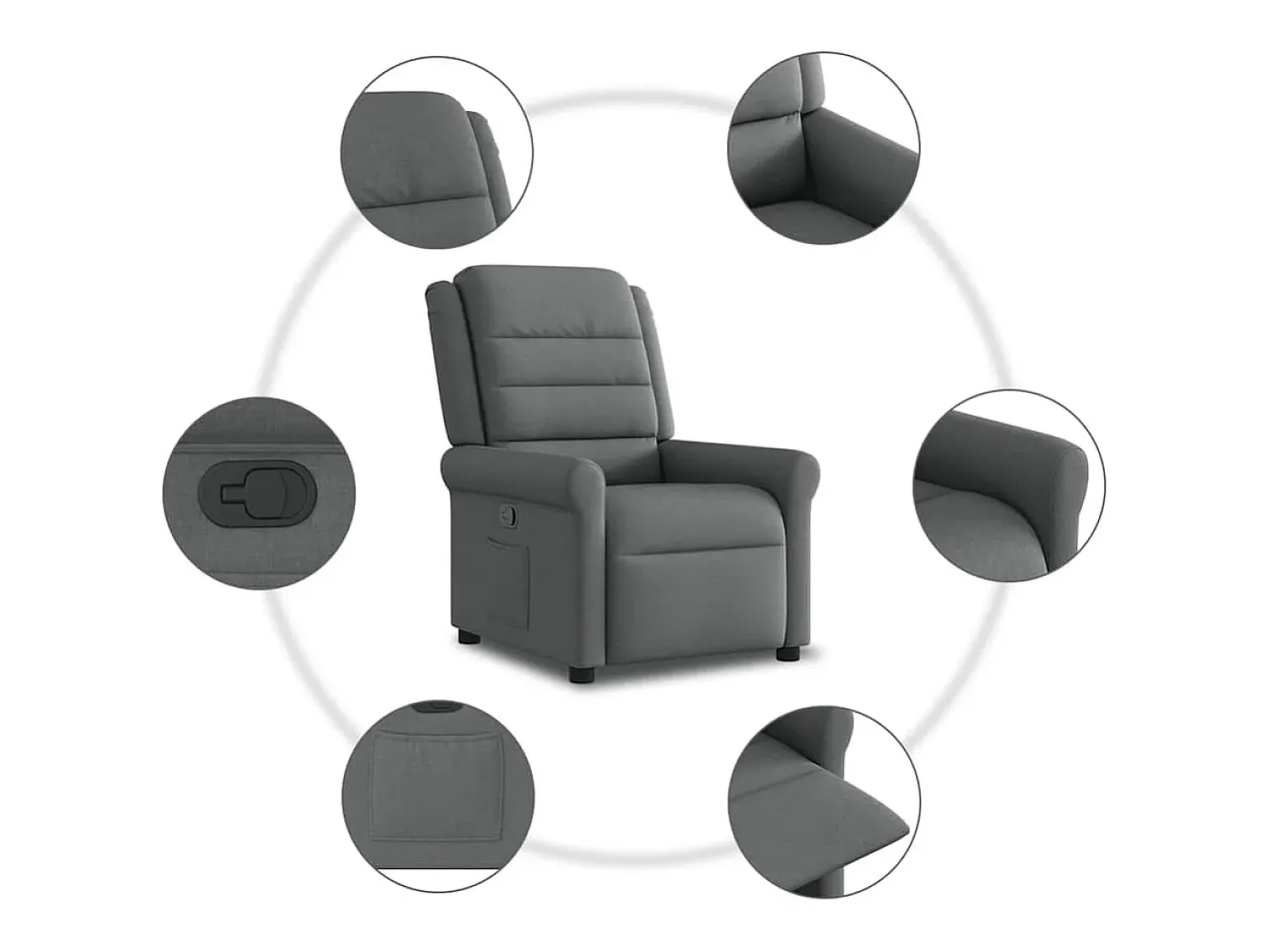 Poltrona| Poltrona Reclinável | Poltrona Confortável Relax tecido cinzento-escuro SHL222925 Cinza antracite