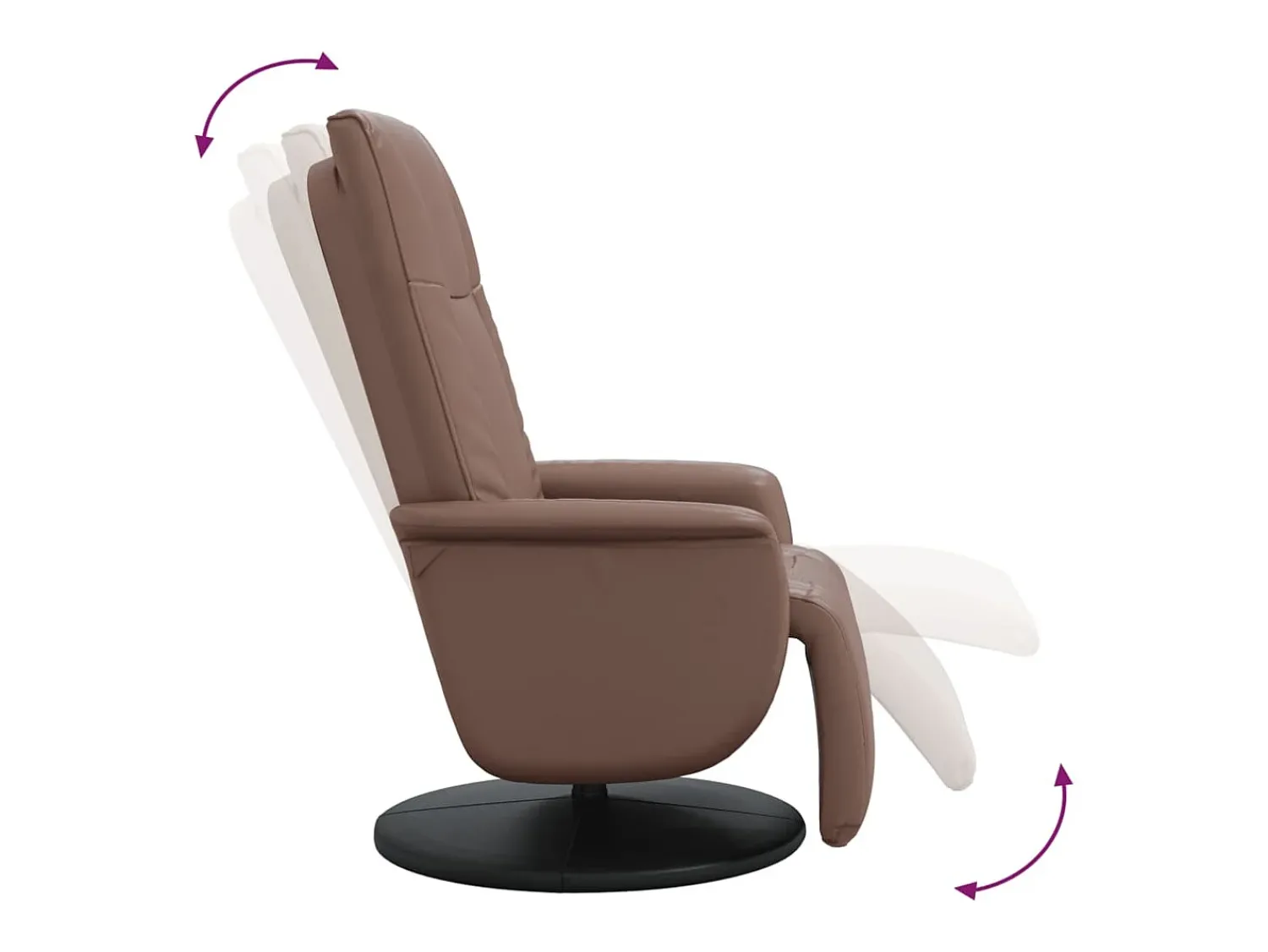 Poltrona|vidaxl Poltrona reclinável c/ apoio de pés couro artificial Castanho