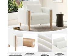 Best Poltrona reclinável confortável com almofadas grossas para sala de estar, escritório ou quarto, branca. Branco