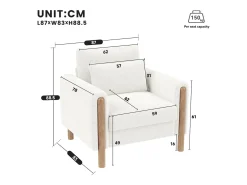 Best Poltrona reclinável confortável com almofadas grossas para sala de estar, escritório ou quarto, branca. Branco