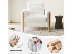 Best Poltrona reclinável confortável com almofadas grossas para sala de estar, escritório ou quarto, branca. Branco