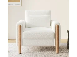 Best Poltrona reclinável confortável com almofadas grossas para sala de estar, escritório ou quarto, branca. Branco