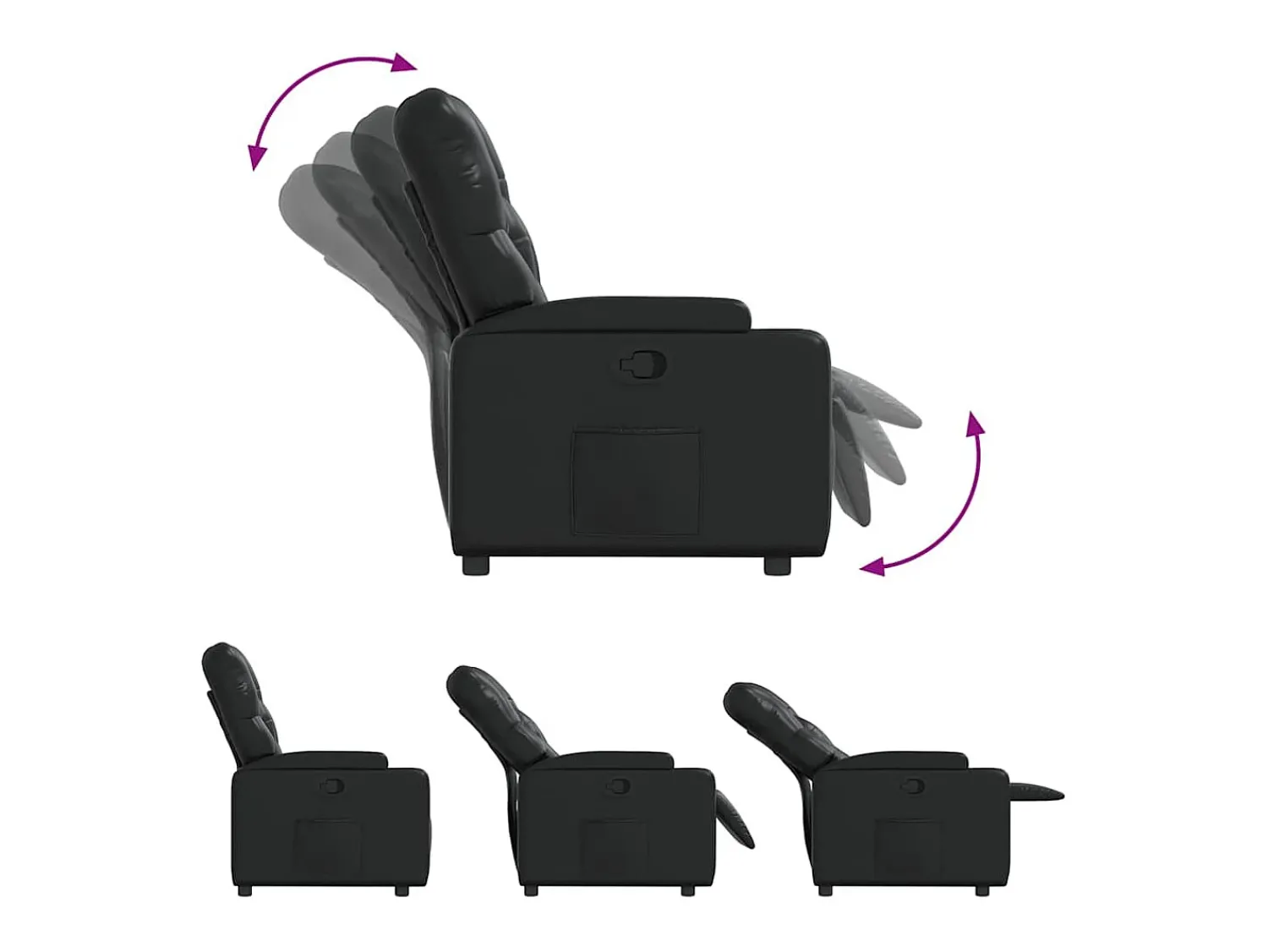Poltrona* Poltrona reclinável couro artificial SHL809003 Preto