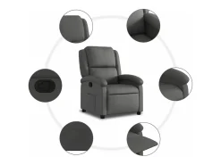 Clearance Poltrona reclinável couro genuíno PT364026 Cinzento