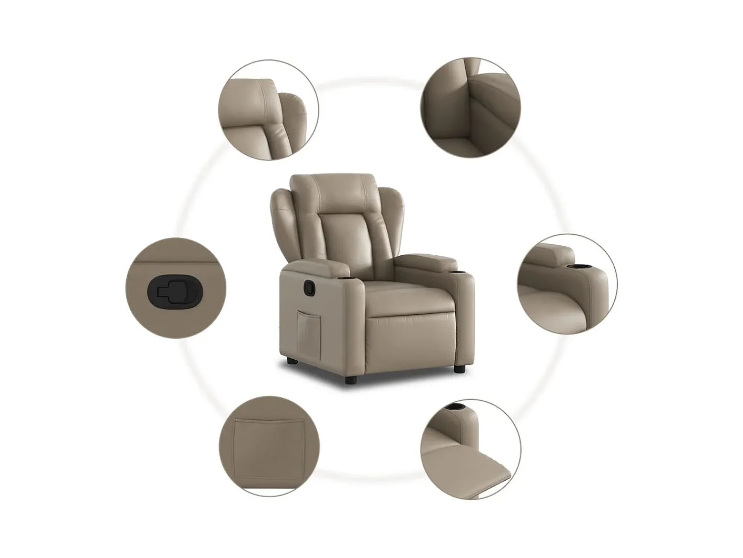 Poltrona reclinável couro artificial cor cappuccino SHL335230^ Poltrona