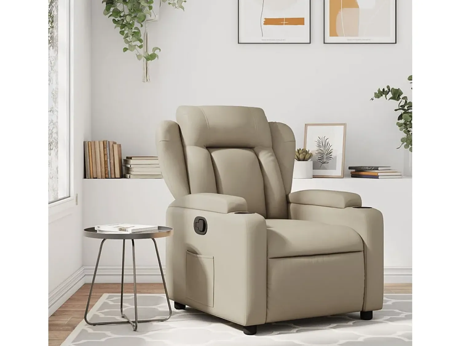 Poltrona reclinável couro artificial cor cappuccino SHL335230^ Poltrona