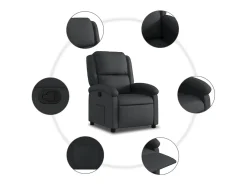 Poltrona* Poltrona reclinável couro genuíno PT452797 Preto