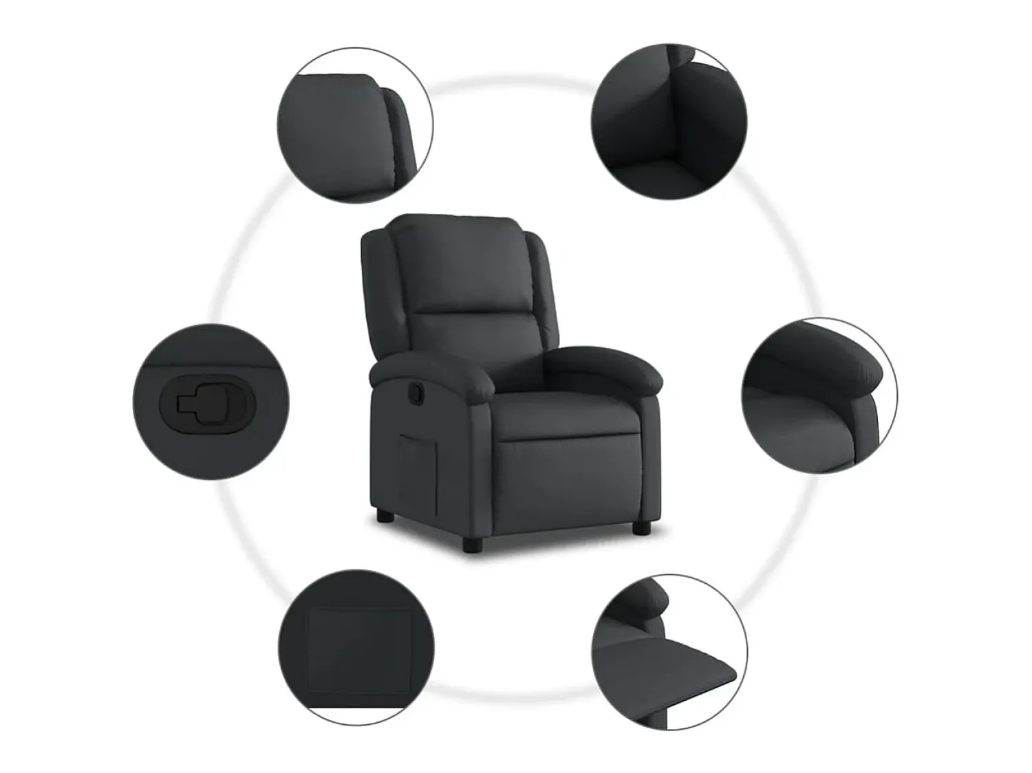 Poltrona* Poltrona reclinável couro genuíno PT452797 Preto
