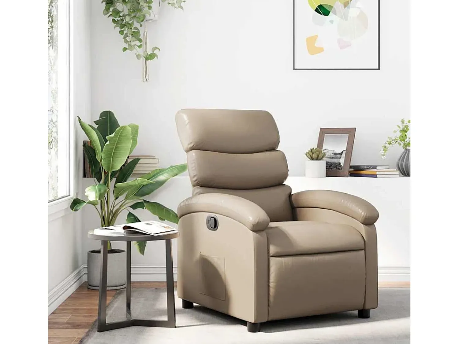 Poltrona| Poltrona reclinável couro artificial cor cappuccino SHL349614 Castanho