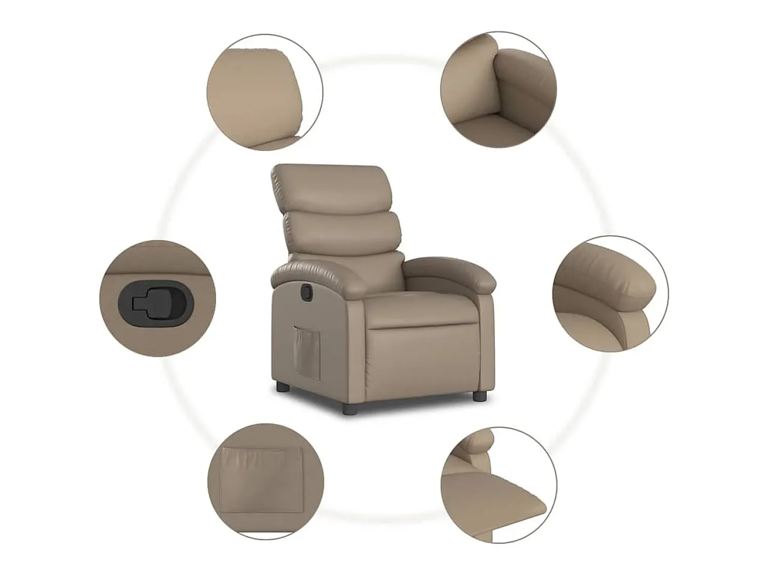 Poltrona| Poltrona reclinável couro artificial cor cappuccino SHL349614 Castanho
